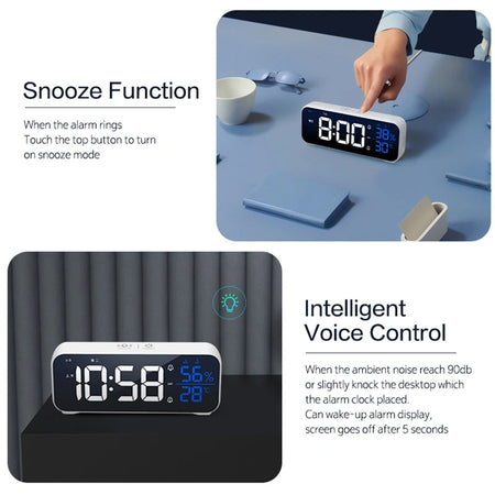 Niditon Dual Alarm Digital Clock with Temperature and Humidity Display