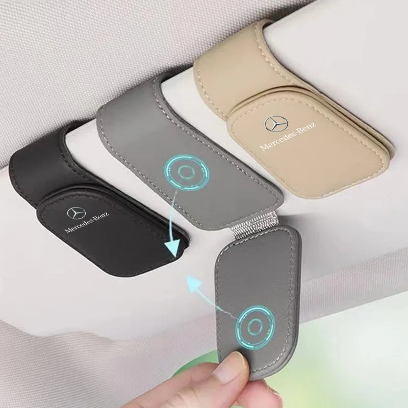 Mercedes Benz AMG Sun Visor Glasses Holder - Auto Sunglasses Clip &amp; Card Organizer for A B C E G CLA C63 C63S E53 GT SLK W176 GLC