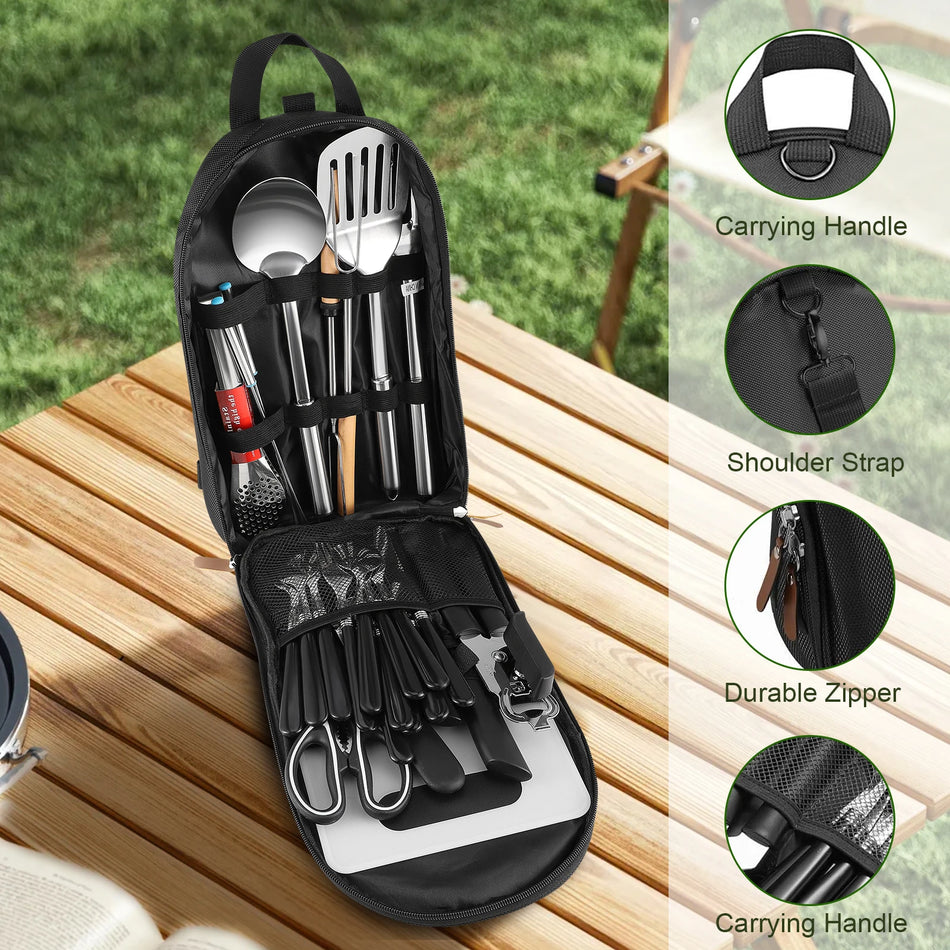 Telkimise Köögitarvikute Komplekt 27 Tükki Roostevaba Terasest Nõud