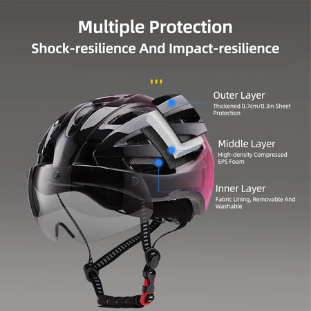 Bike Helmet With Magnetized Goggles &ndash; LED Tail Light