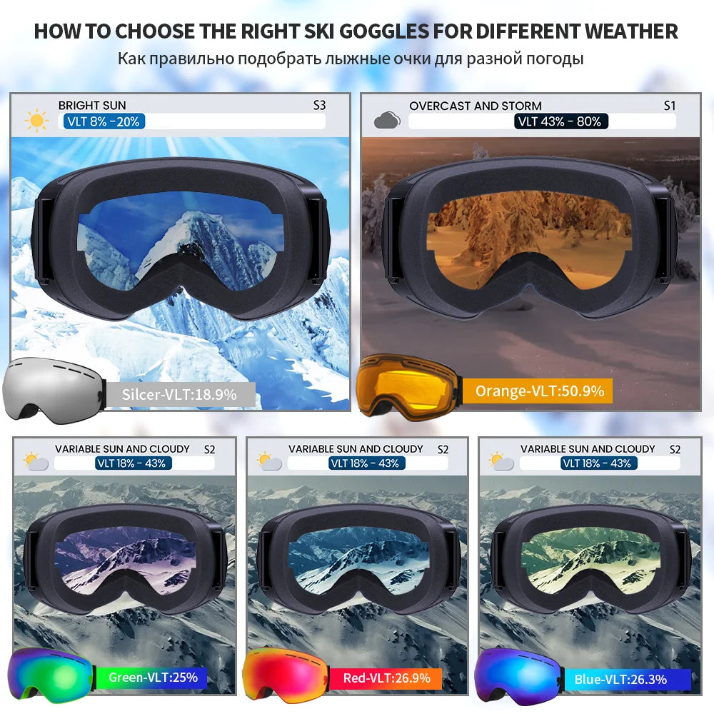 NATFIRE Snowboard Ski Goggles &ndash; UV400 Anti Fog Protection