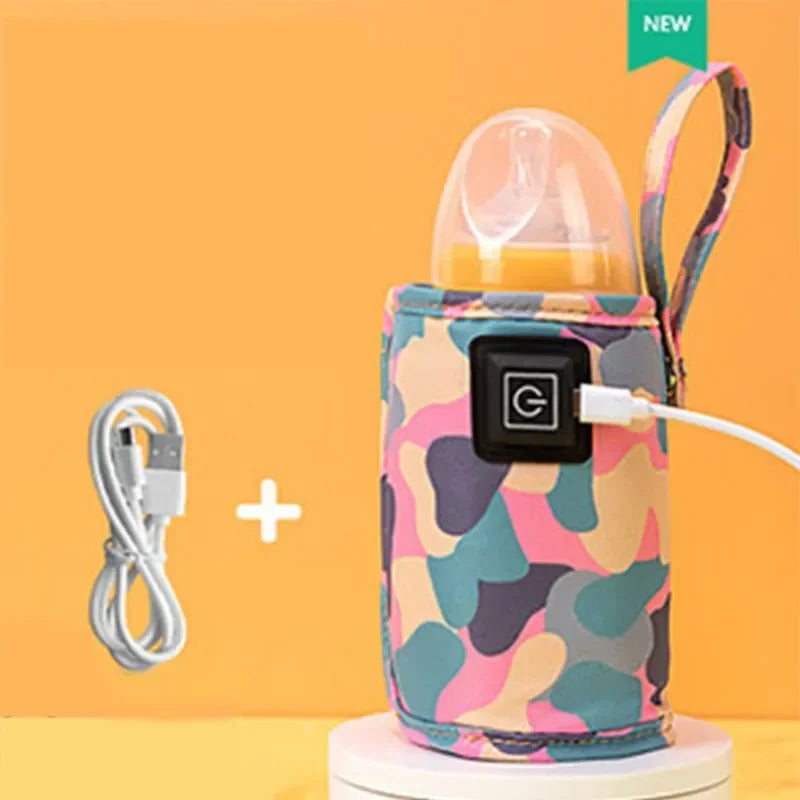 USB Milk Water Warmer Bag &ndash; Safe Insulated Design for Outdoor Travel Pink