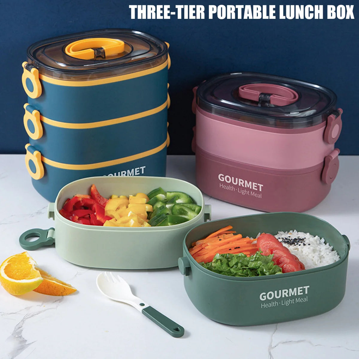 2000ML Lunch Box Portable 3 Layer Bento Box &ndash; Leakproof