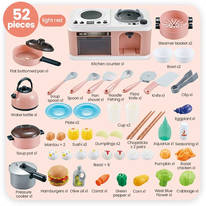 Kids Mini Kitchen Accessories Set &ndash; Induction Pretend Play 52p A water spray