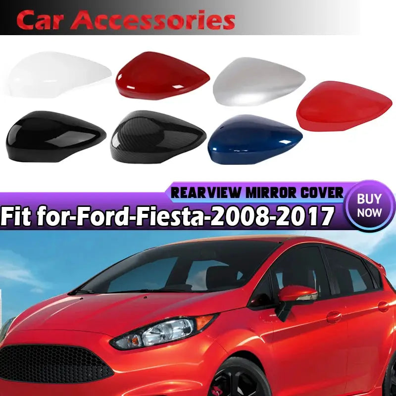 Rearview Mirror Covers Gloss Black for Ford Fiesta MK7 2008-2017 by InterCyprus Trading Ltd