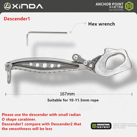 Xinda Climbing Descender &ndash; Stainless Steel Construction Descender1