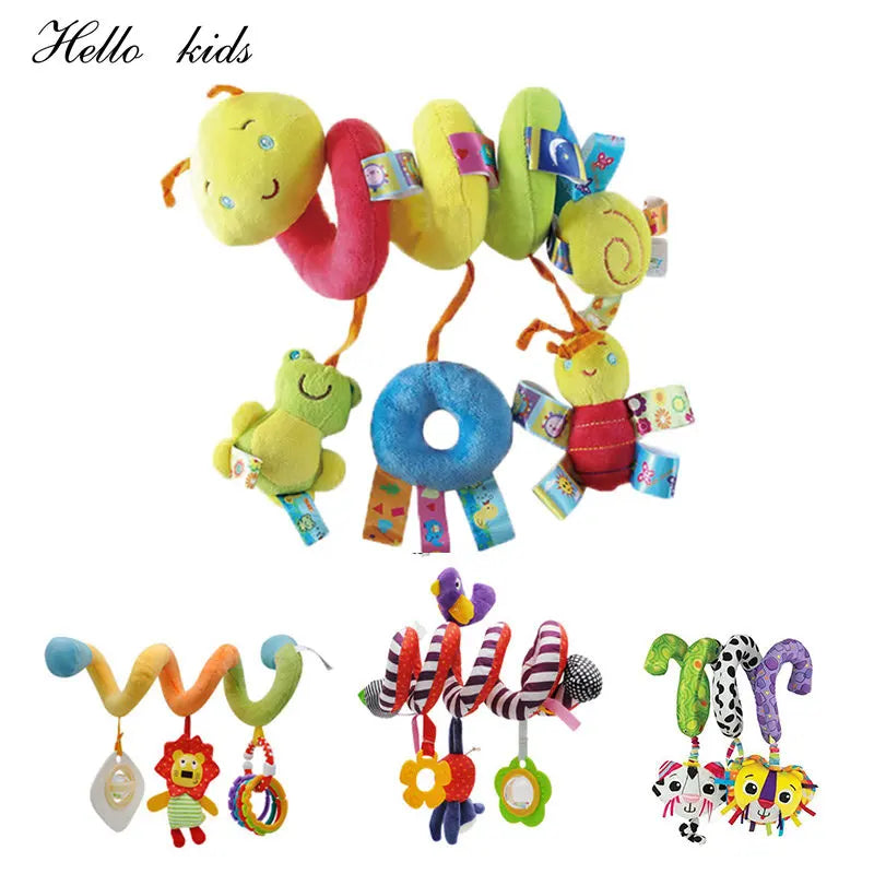 🟠 Baby Toys 0-12 Months Plush Rattle Crib Spiral Hanging Mobile Infant Newborn Stroller Bell Graphic Cognition Toys For Toddlers