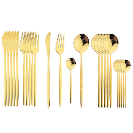 24Pcs Stainless Steel Dinnerware Set &ndash; Eco-Friendly Design Gold