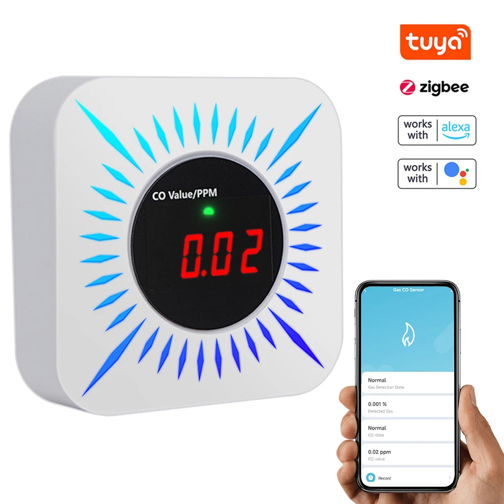 Tuya ZigBee CO and Gas Leak Detector &ndash; LCD Screen Display Tuya ZigBee