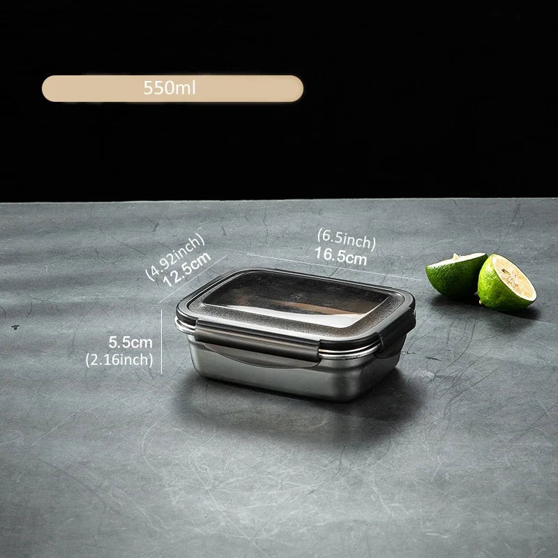 304 Stainless Steel Versatile Bento Box - Multiple Sizes Available 550ml