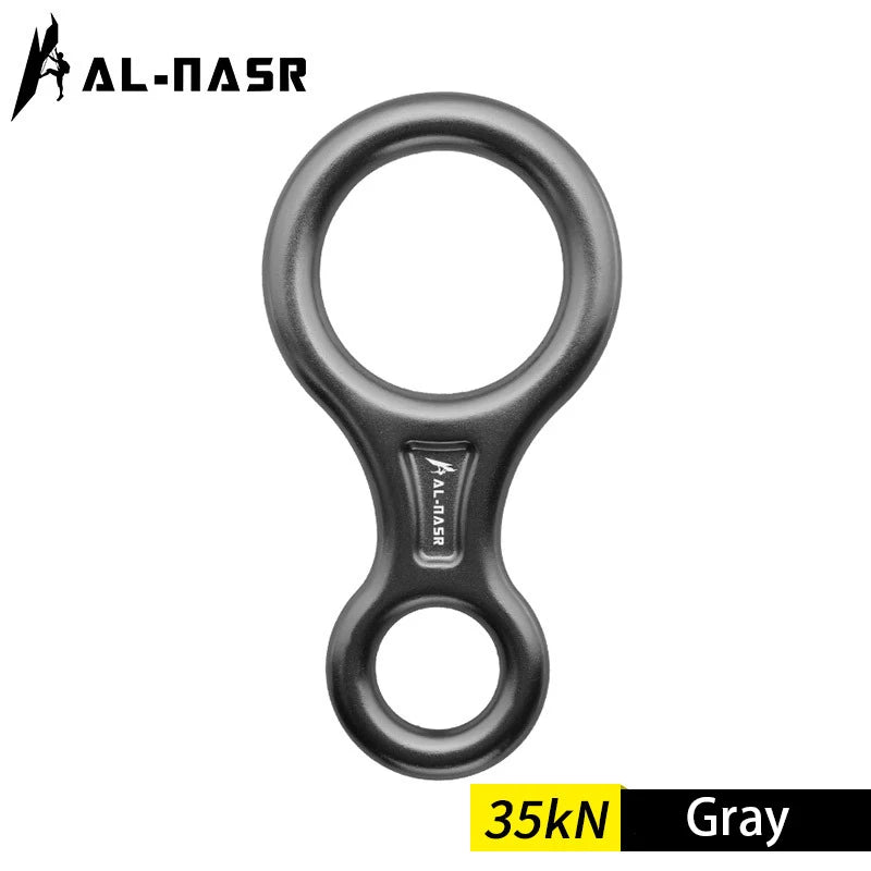 35KN Rock Climbing Carabiner Figure 8 Rappelling Rope Descender Aluminum Figure Belay Device Abseiling Downhill Equipment gray