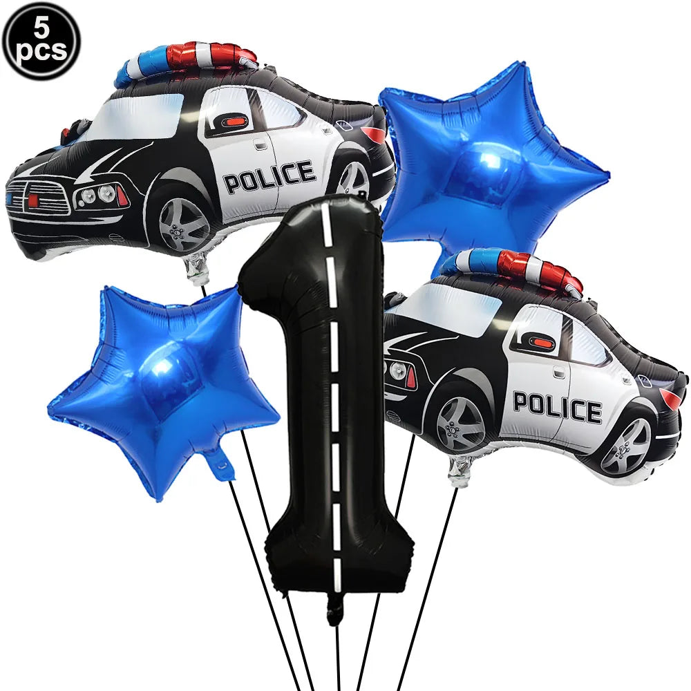 Police Themed 40-Inch Balloon Set - 5PCS Black and White Decorations Laser / Other