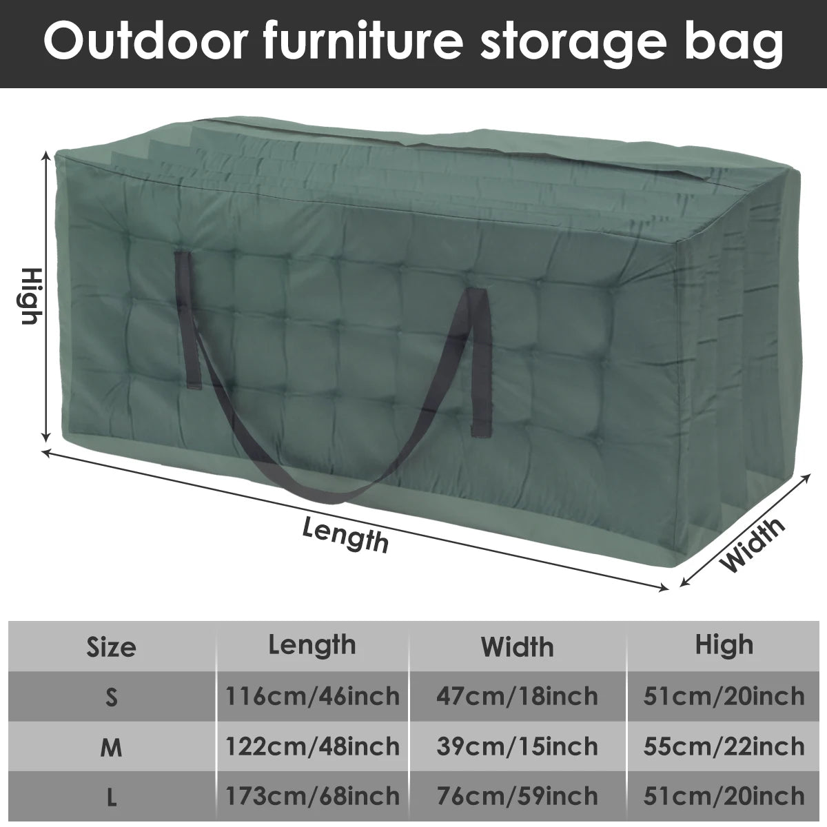 Large Capacity Waterproof Cushion Storage Bag - Outdoor Furniture Protection Cover