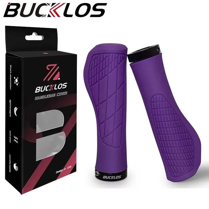 BUCKLOS Lockable Shock-Absorbing Bicycle Handlebar Grips Ergonomic-Purple