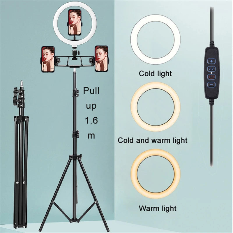 LEAFILLIGHT 26/33cm LED Selfie Ring Light with Tripod and Bluetooth Remote