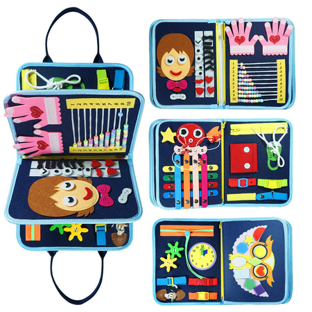 7-in-1 Montessori Busy Board &ndash; Fine Motor Skill Development DEEP BLUE