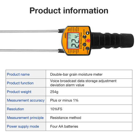 Professional Digital Grain Moisture Meter &ndash; Backlit Display