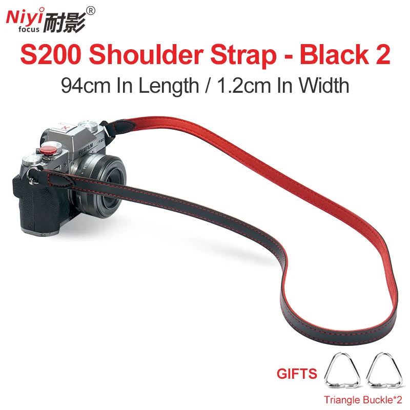 Camera Shoulder Strap for Sony, Canon, Nikon, Fuji - Retro Leather Design S200-black-2