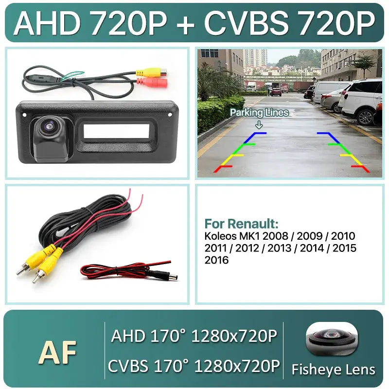 AHD 1080P Dynamic Trajectory Reverse Line Car Rear View Trunk Handle Camera For Renault Koleos Clio 2010-2015 monitor by InterCyprus Trading Ltd