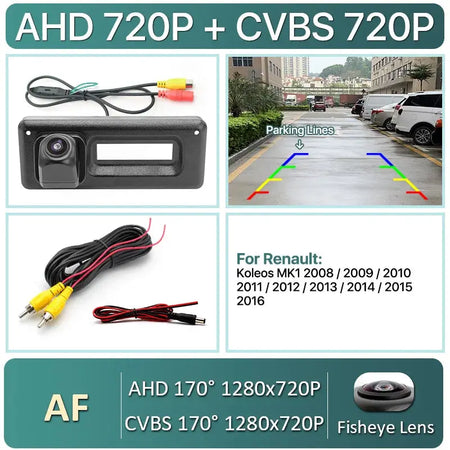 AHD 1080P Dynamic Trajectory Reverse Line Car Rear View Trunk Handle Camera For Renault Koleos Clio 2010-2015 monitor by InterCyprus Trading Ltd