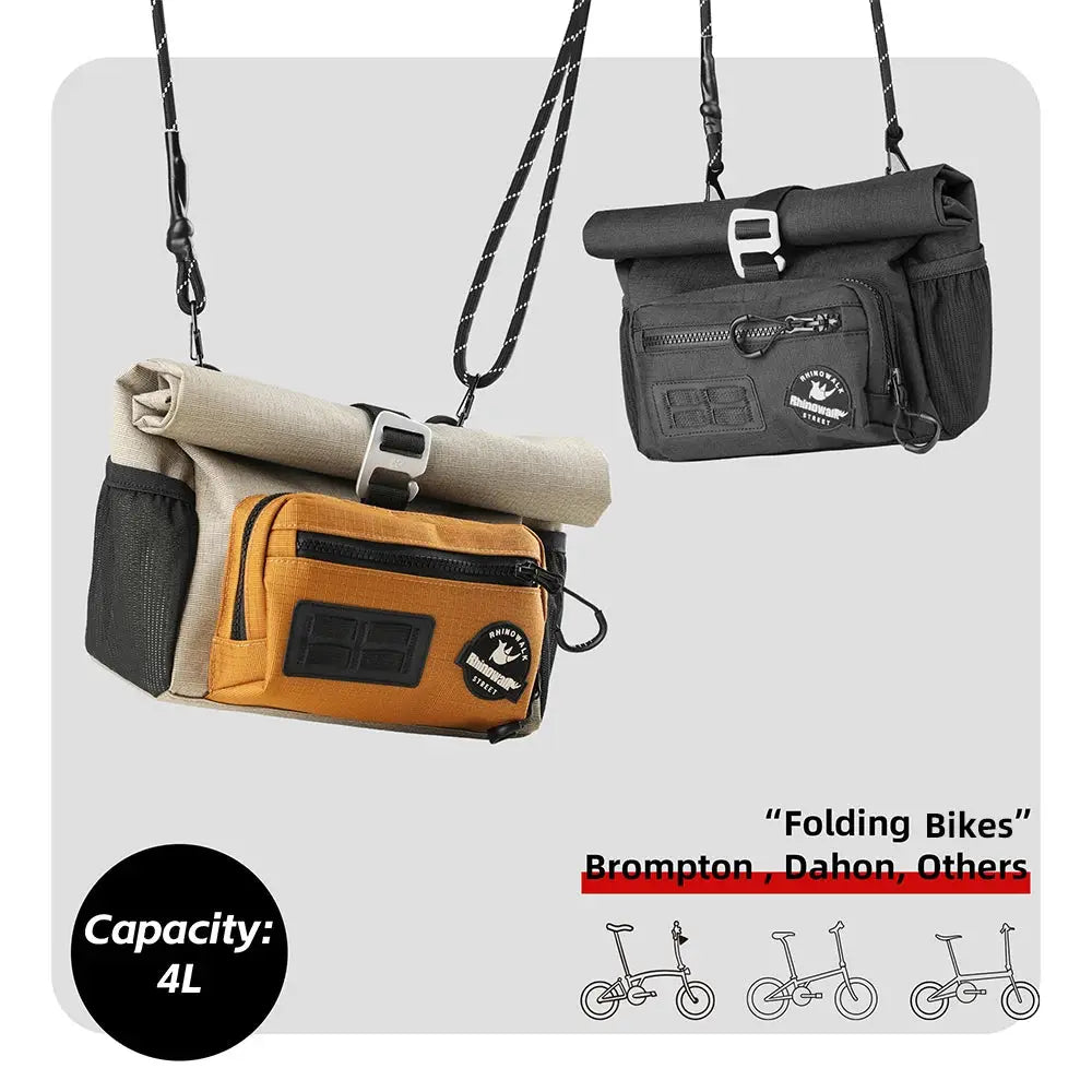 Rhinowalk Bike Front Basket Set With Free Adapter Block Bicycle Handlebar Storage Bag for Brompton Dahon Folding Bike Urban by InterCyprus Trading Ltd