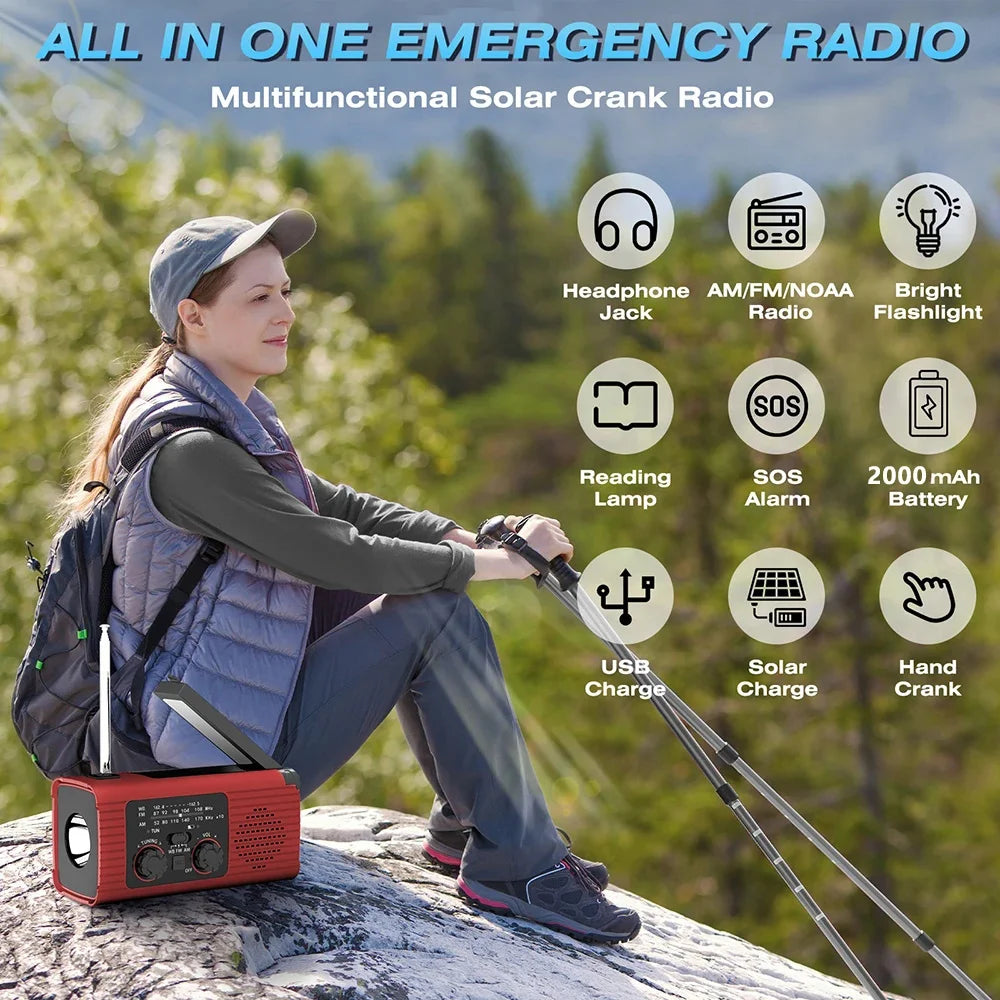 FMAM Solar Hand Crank Emergency Radio - Portable Light