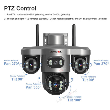 LS VISION V380 PRO 3 Lens WiFi Solar Camera 4G 15MP Security CCTV Waterproof Night Vision Two-Way Audio Camera Mobile Tracking I