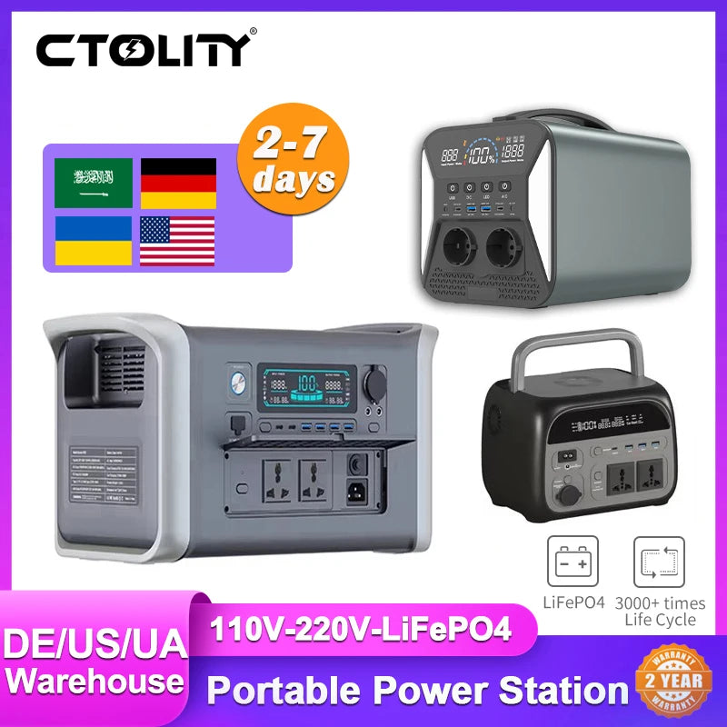 Portable LiFePO4 Power Station with 2600W Output and 1024Wh Capacity