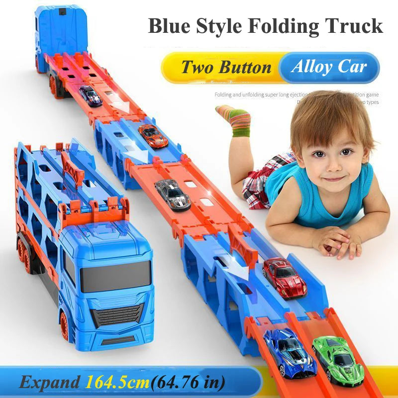 Large Car Transporter Truck &ndash; Foldable Track Alloy Diecast