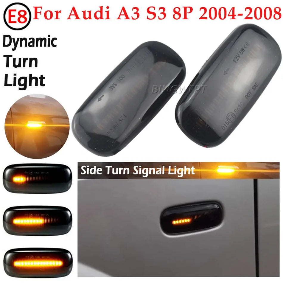 Flowing LED Dynamic Turn Signal Light For Audi A3 S3 8P A4 B6 B8 B7 S4 RS4 A6 S6 C5 Side Marker Flashing Indicator by InterCyprus Trading Ltd