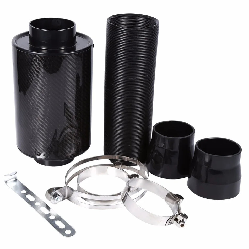 Carbon Fiber Cold Air Intake Kit, 3-Inch Universal Enclosed Hose