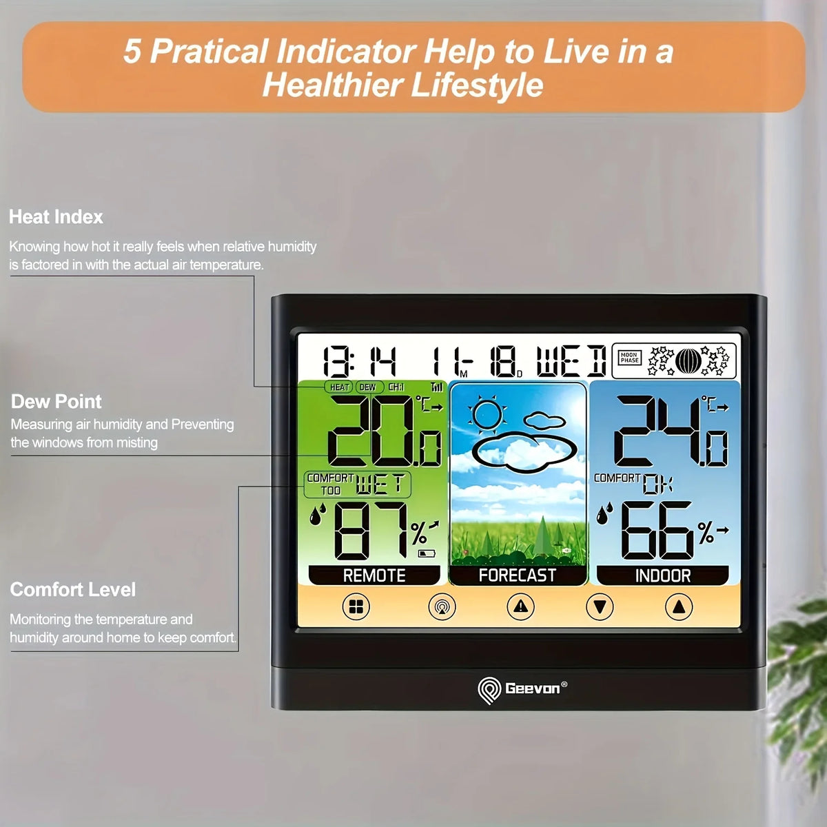 Geevon Weather Station 8667 &ndash; Indoor Outdoor Thermometer