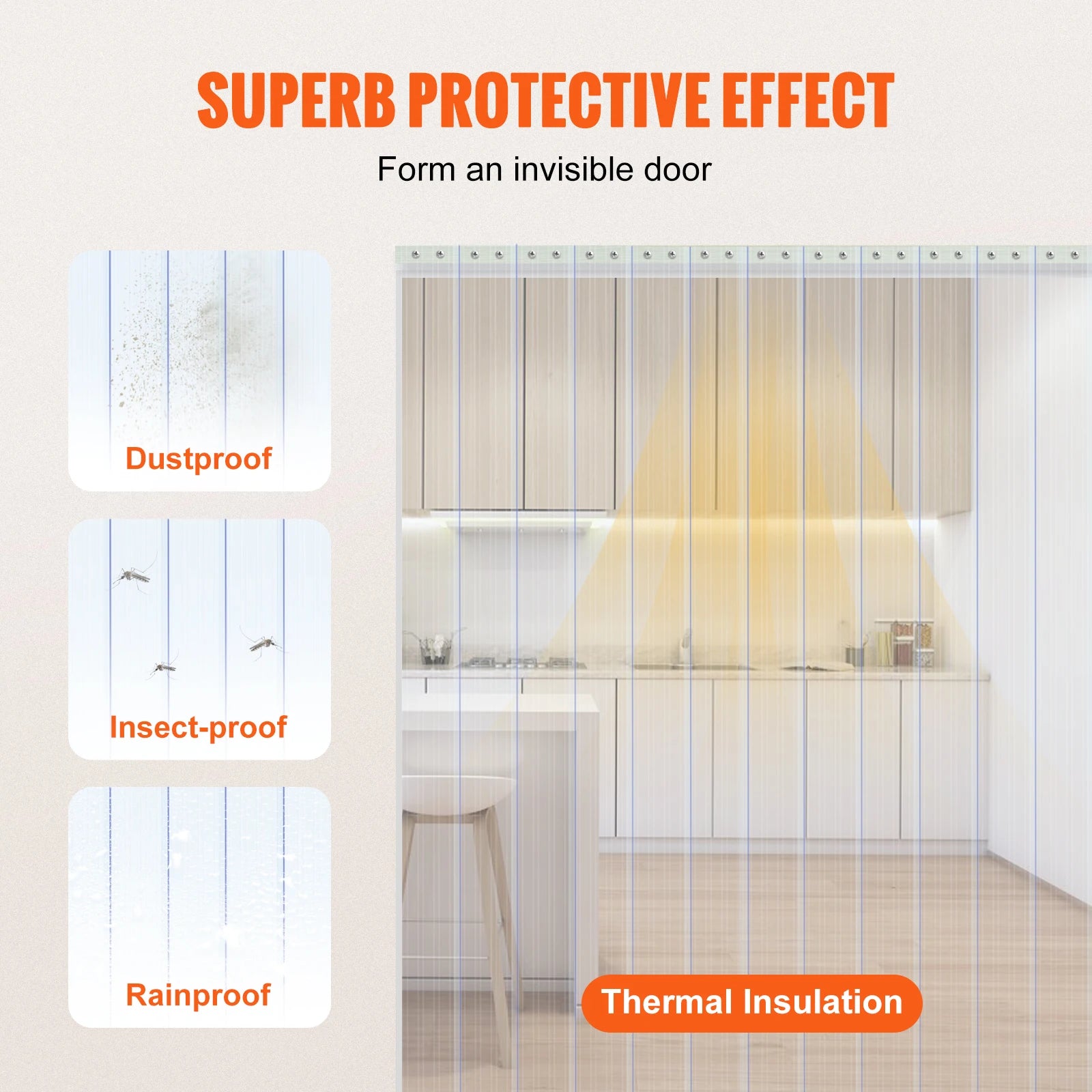 VEVOR 150ft Clear Ribbed Strip Curtain - Durable PVC Roll
