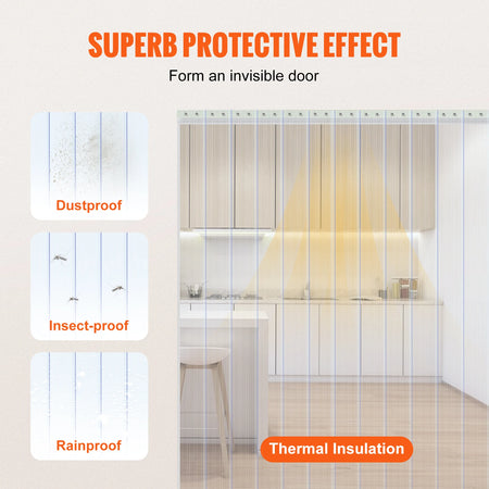 VEVOR 150ft Clear Ribbed Strip Curtain - Durable PVC Roll