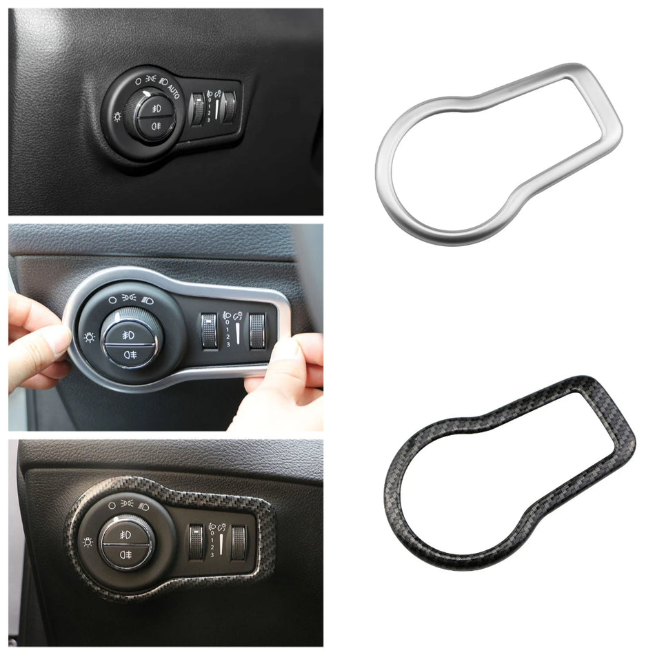 ABS Headlight Switch Button Cover Trim for Jeep Compass, Precise Fit Interior Upgrade