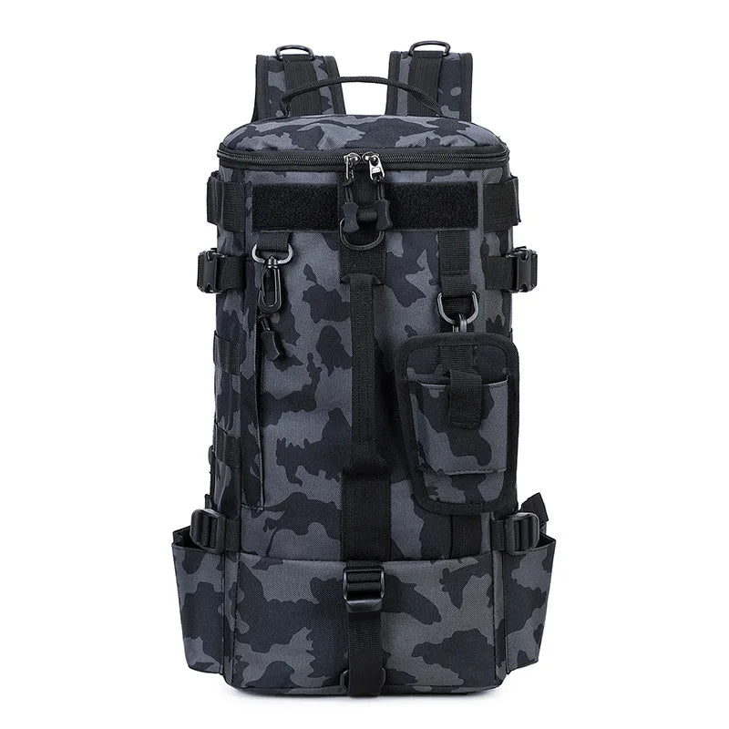 Tactical Fishing Backpack Tackle Bag &ndash; Rod Holder Ready Black Camo