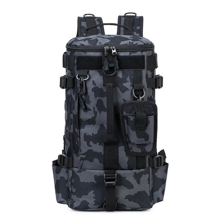 Tactical Fishing Backpack Tackle Bag &ndash; Rod Holder Ready Black Camo