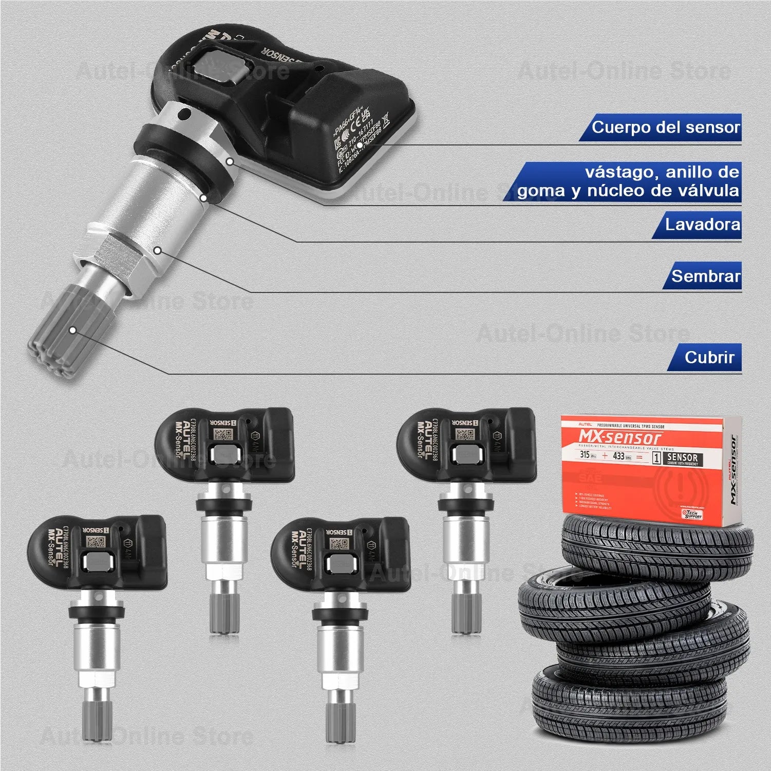 Autel TPMS MX Sensor 315MHz 433MHz - Cloneable Programming