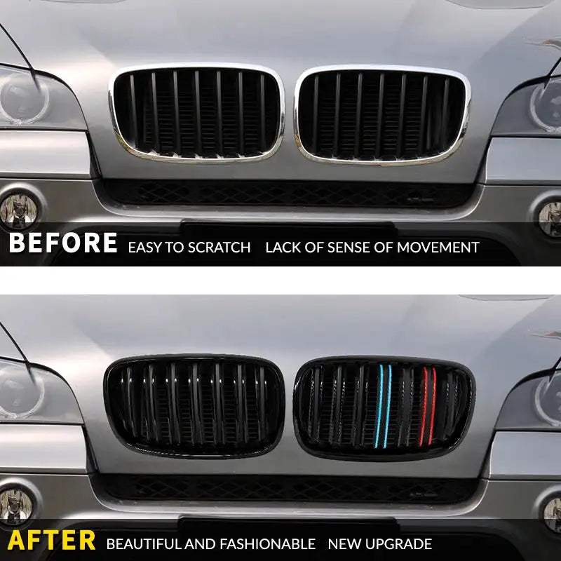 Glossy Front Kidney Grille 2 Line Double Slat For BMW X5 X6