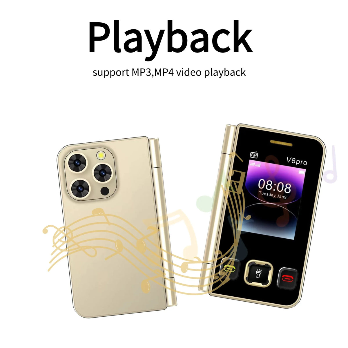 Two Screen Folding Pocket Phone &ndash; Large Push Button Dialing