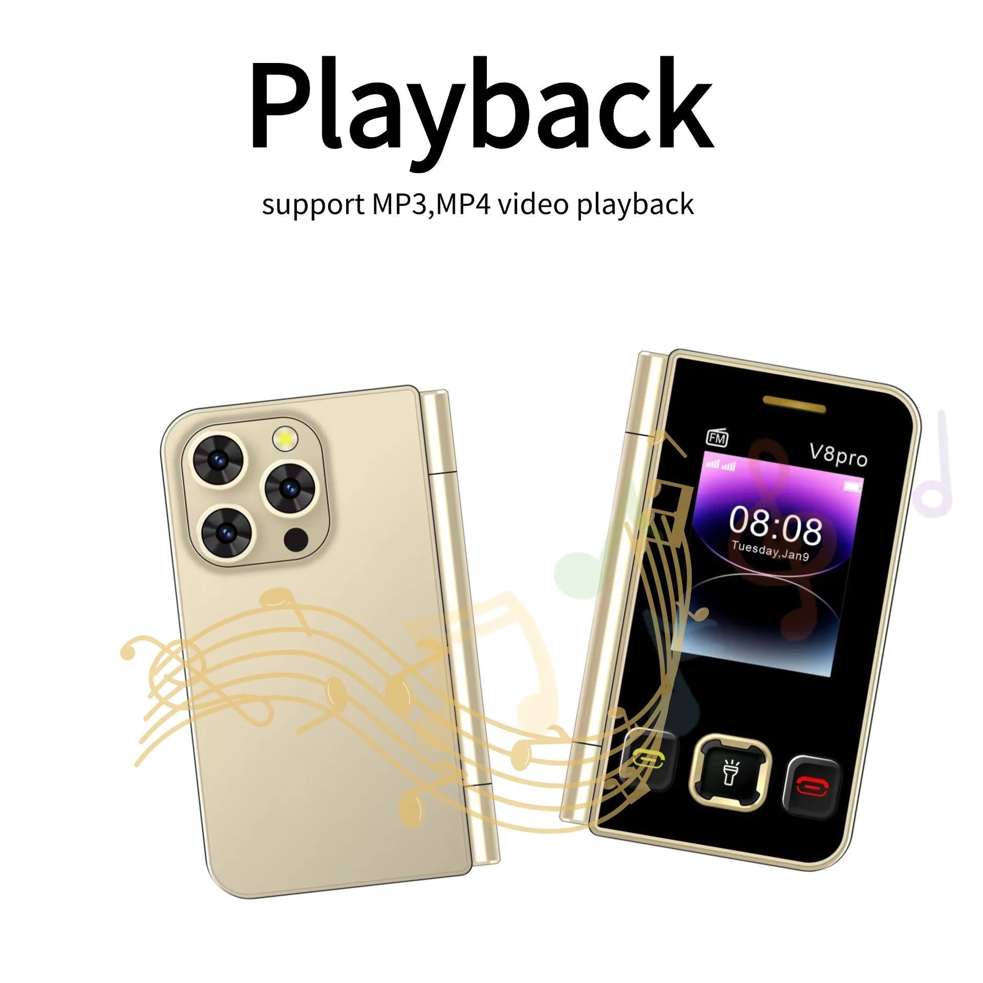 Two Screen Folding Pocket Phone &ndash; Large Push Button Dialing