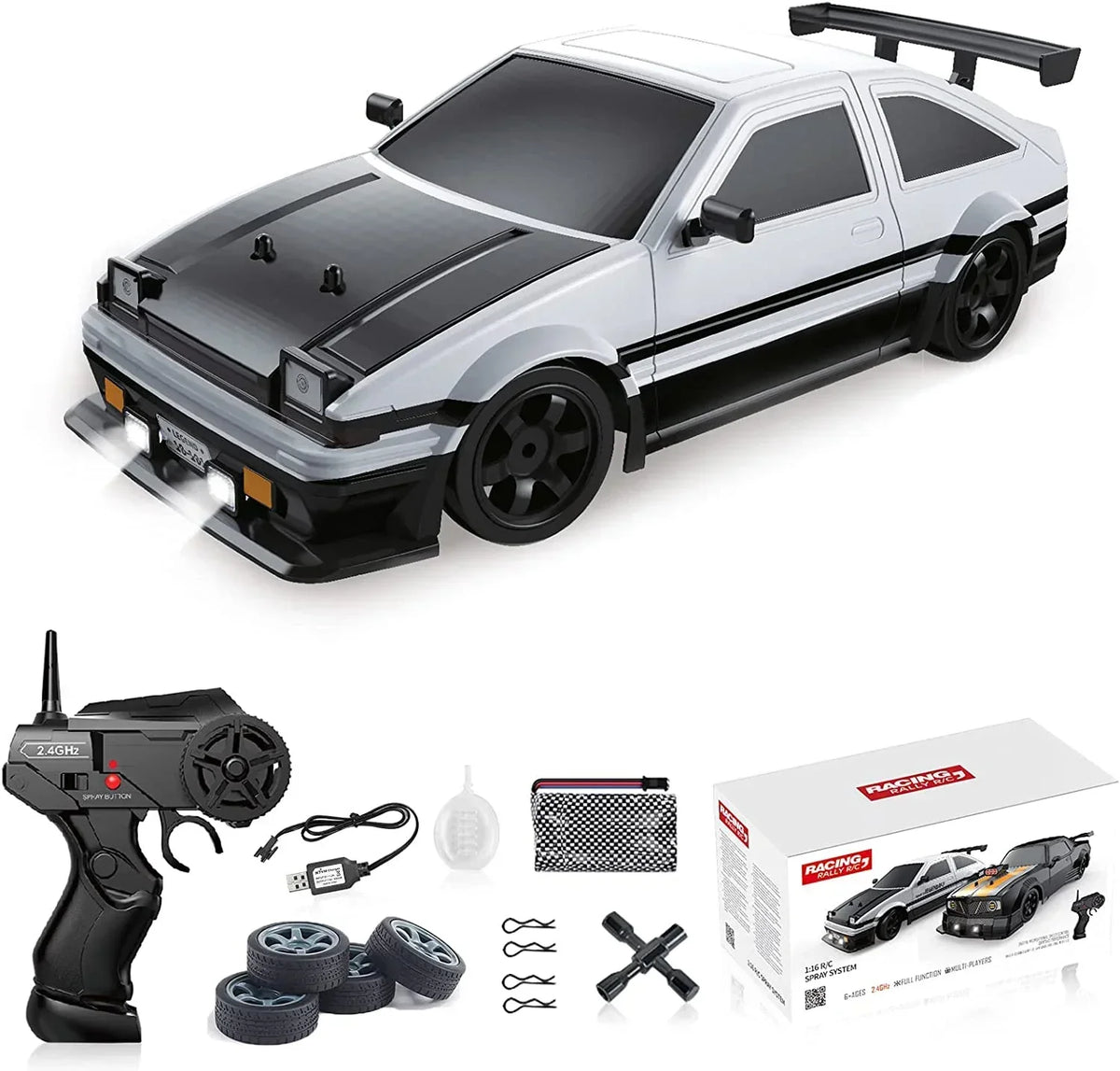 AE86 24G RC Car &ndash; 4x4 Drift Performance For Speed Racing WHITE