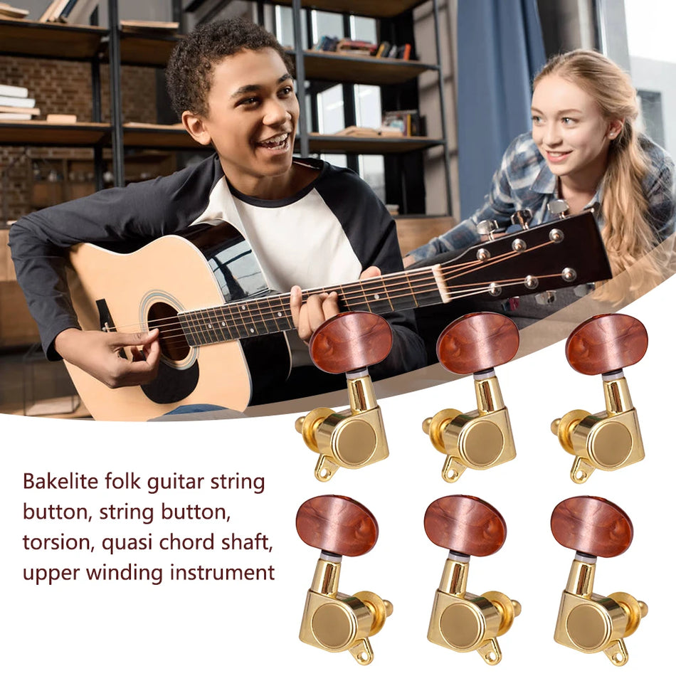 6Pcs 3R 3L Enclosed Locking Guitar Tuning Pegs Closed Knob