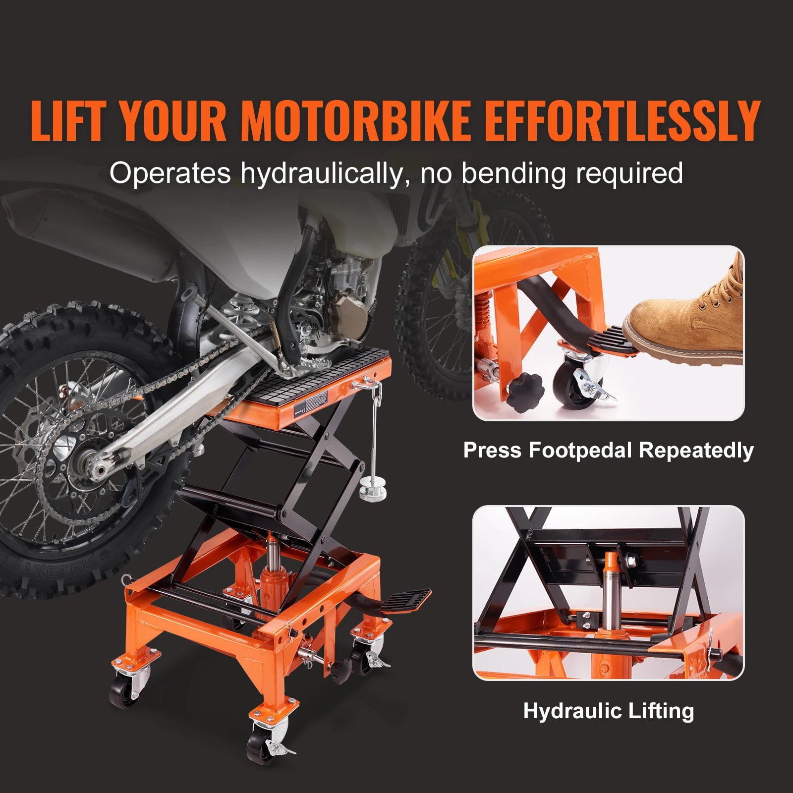 SucceBuy Hydraulic Motorcycle Lift Table 350 LBS &ndash; Fast Lift