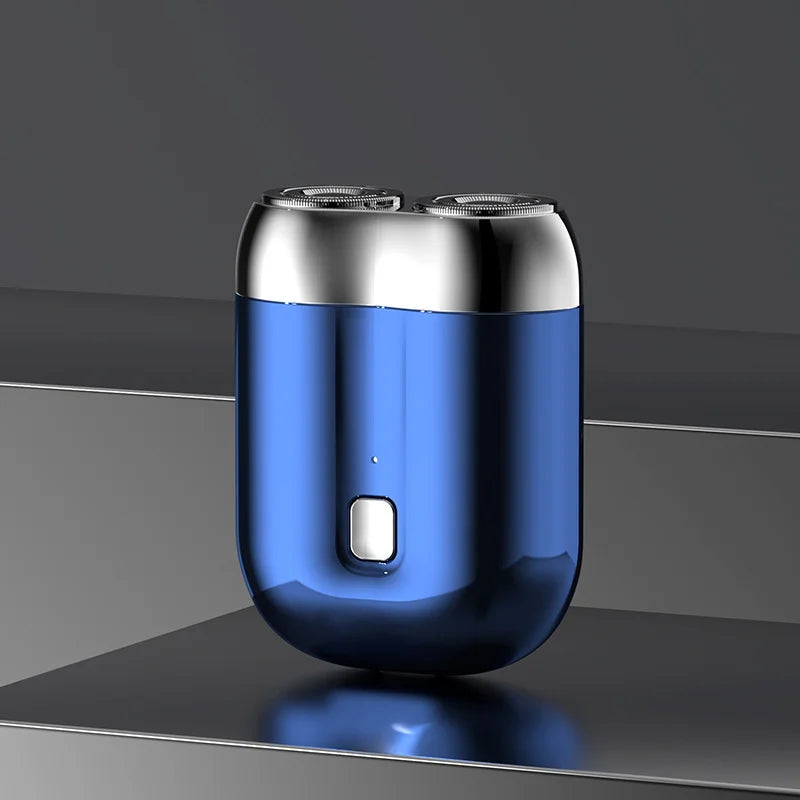 Portable Double-Headed Magnetic Electric Shaver with Type-C Charging Gemstone Blue