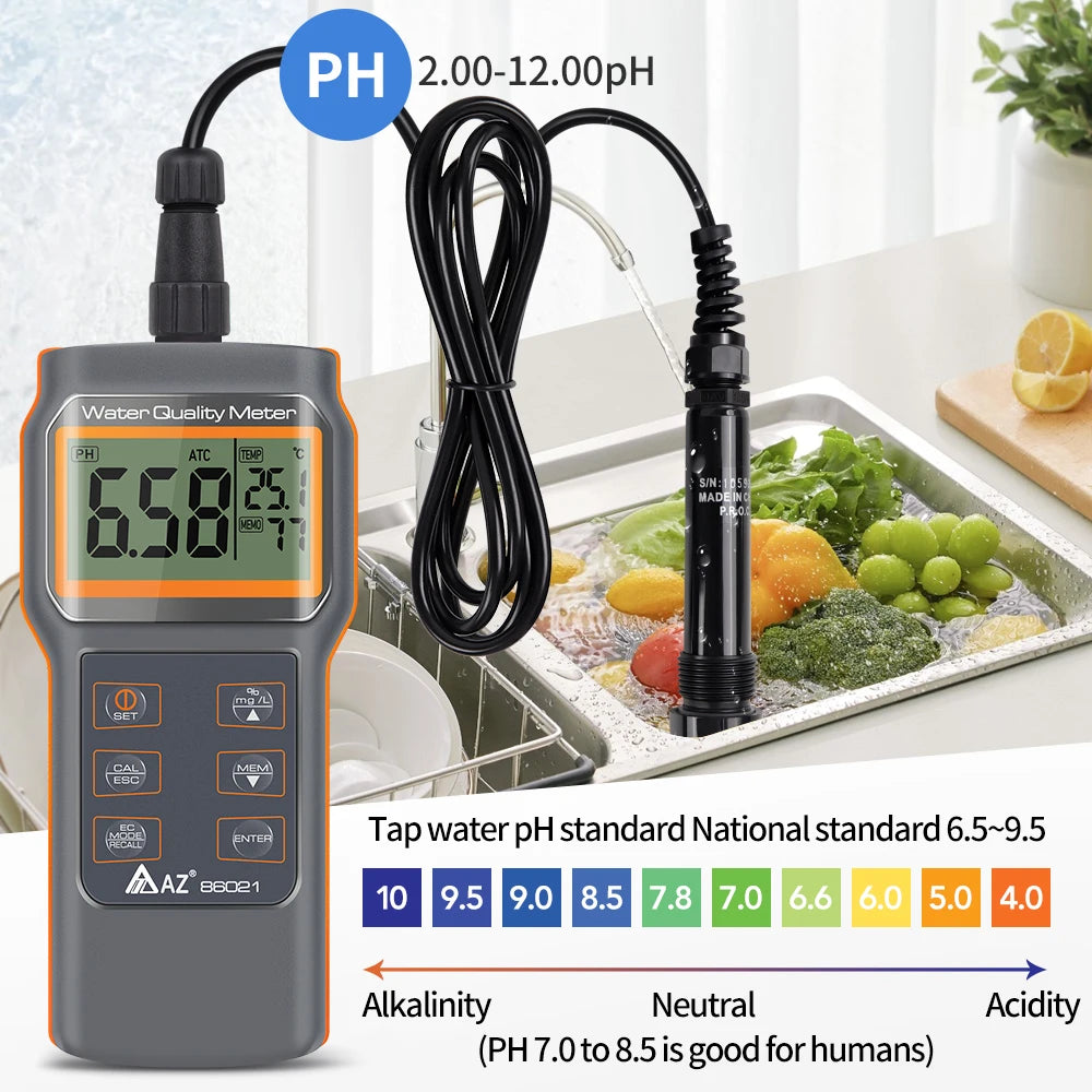 Aquaculture Water Quality Tester AZ86021 &ndash; PH Meter And Temp