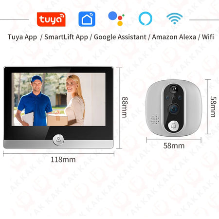 KAK WiFi Smart Door Bell Camera 4.3 Inch &ndash; Motion Detection Door Camera / CHINA