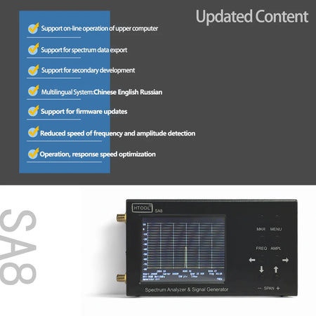 HTOOL SA8 Spectrum Analyzer - Wide 35-6200 MHz Range