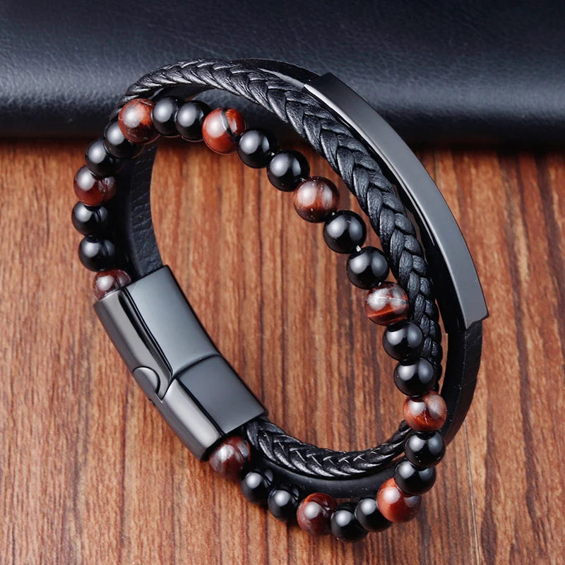 Leather Charm Bracelet for Men