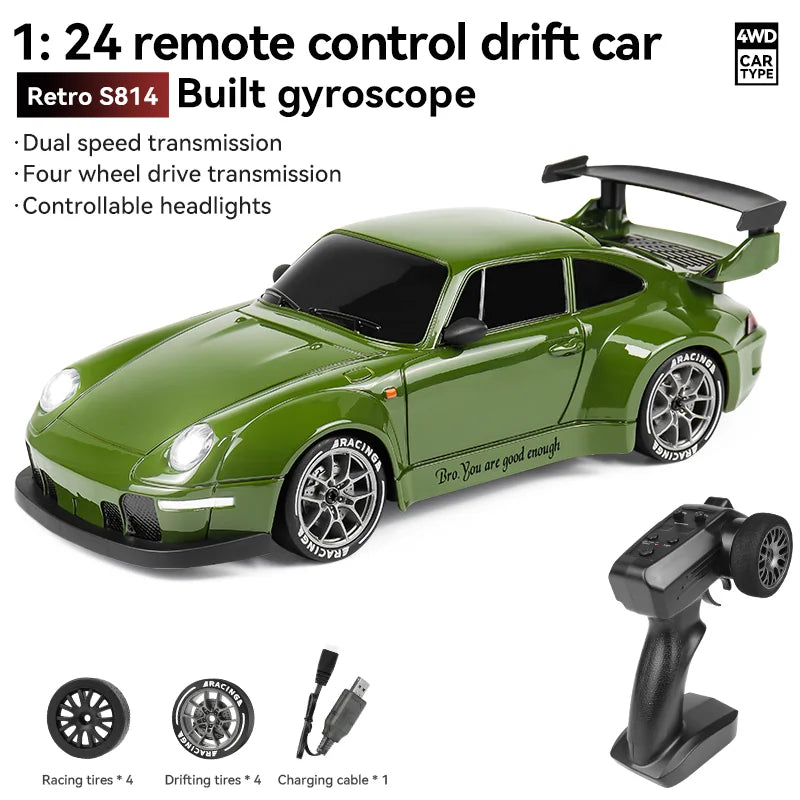2.4G 4WD 1:24 RC Drift Racing Car - Full Throttle Pro Green 1B with Box